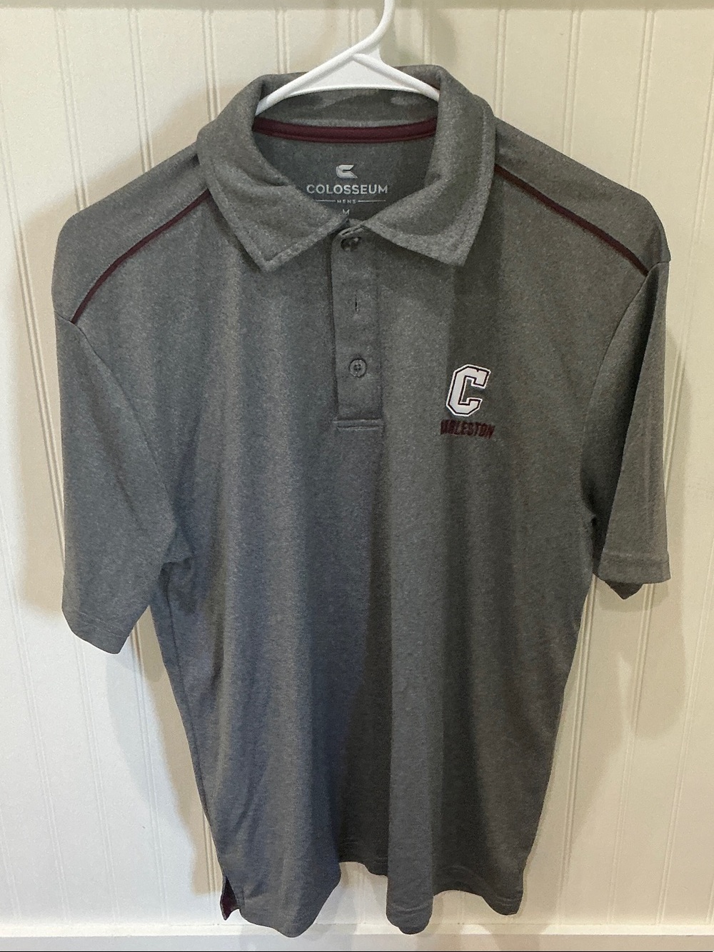 Colosseum College of Charleston Gray Polo with Maroon Accent - Men's